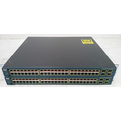 Cisco Catalyst 3560 Series PoE-48 48-Port Fast Ethernet Switches - Lot of Two
