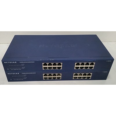 NetGear JGS516 ProSafe 16-Port Gigabit Managed Switch - Lot of Two