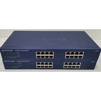 NetGear JGS516 ProSafe 16-Port Gigabit Managed Switch - Lot of Two