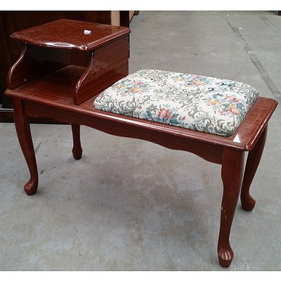 Telephone Table with Embroidered Seat