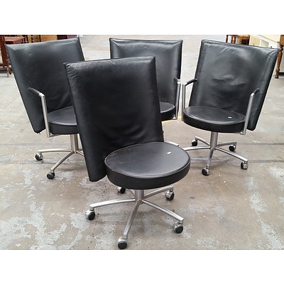 Four Woodmark International PU Designer Swivel Chairs