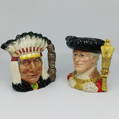 Two Royal Doulton Toby Jugs "The Lord Mayor of London" and "North American Indian"