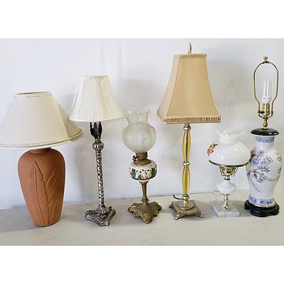 Group of Decorative Ceramic and Glass Table Lamps