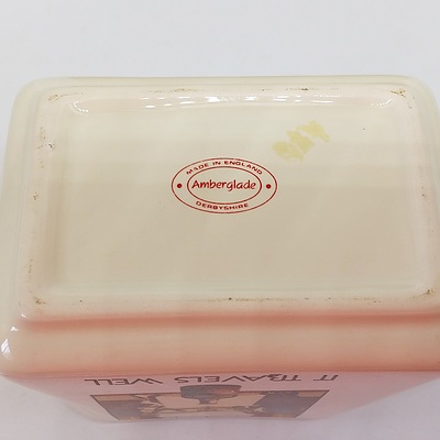 Amberglade English Porcelain Jug, Bell's Scotch Whisky Bottle, and Leather Clock