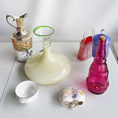 Group of Art Glass, Perfume Atomisers, and China