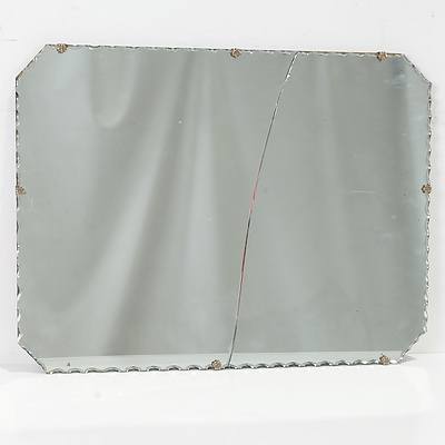 An Antique Sculpted Edge Mirror, Painted Cane Frame Mirror, and Ash Framed Mirror