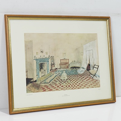 Group of Landscape and Botanical Offset Prints, Including Tom Roberts The Breakaway