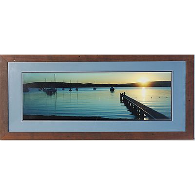Two Offset Prints and One Photograph of Sunset Scene Over The Pier