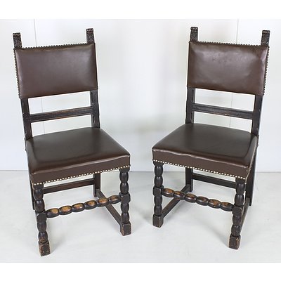 Two Tudor Style Dining Chairs