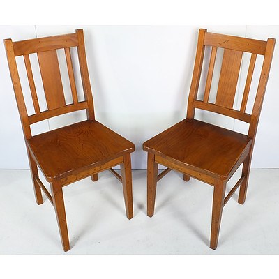 Group of Seven Contemporary Varnished Hardwood Dining Chairs