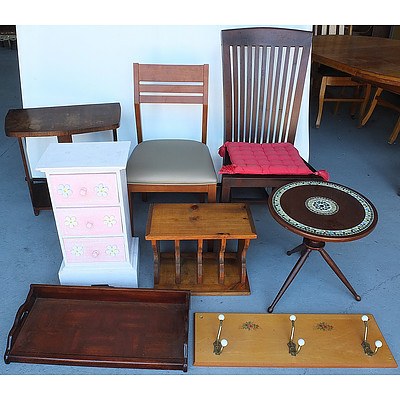 Assortment of Household Furniture, Including Tile Base Wine Table, Pine Pigeon Holes and More