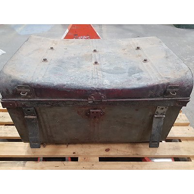 Antique Metal Chest with Assorted Tools