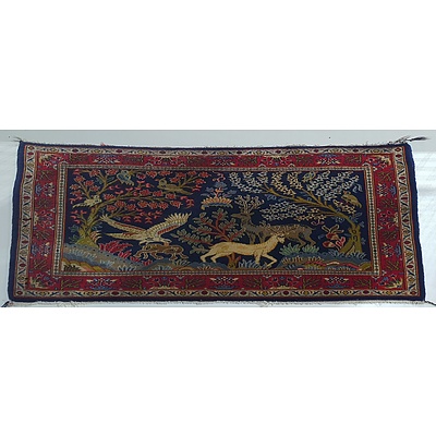 Persian Hand Knotted Rug With Hunting Scene Motif
