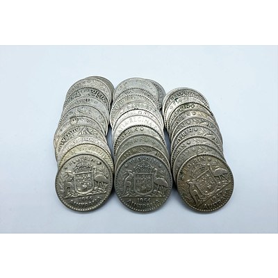 Group of Two Hundred and Fourty Six Shillings, Sixpence and Florins