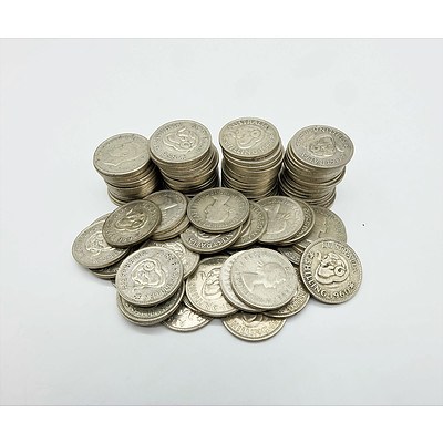 Group of Two Hundred and Fourty Six Shillings, Sixpence and Florins