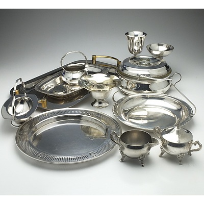 Group of Silver Plate, Sugar Scuttle, Coasters, Butlers Tray, Goblets and More 