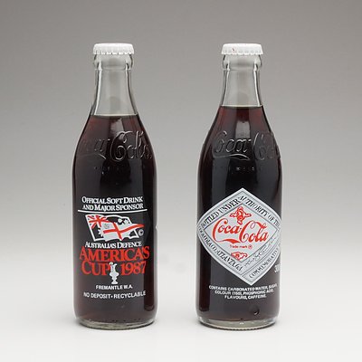 Pair of Coca Cola America's Cup 1987 Commemorative Bottles
