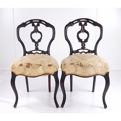 Four Finely Carved Brazilian Rosewood Dining Chairs with Stuffover Seats and Cabriole Forelegs Circa 1850