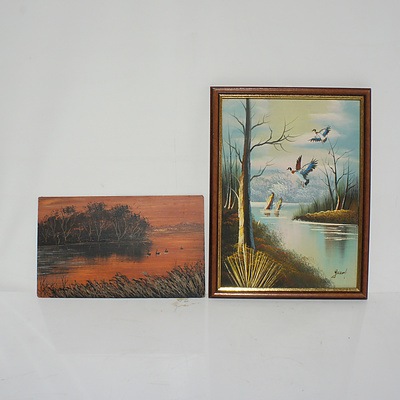 Four Original Landscape Scnenes Oil on Board