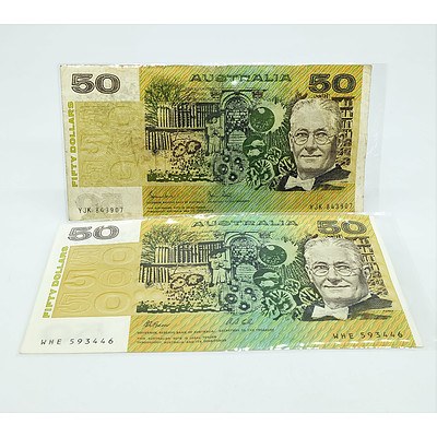 Two 1985 Australian $50 Notes