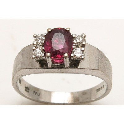 18ct White Gold Ruby & Diamond Ring