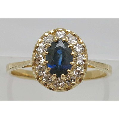 14ct Gold Sapphire & Diamond Ring