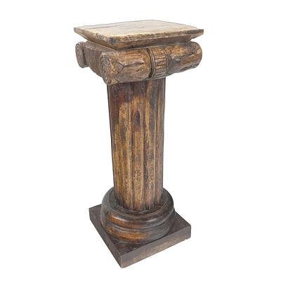 Hand Carved Classical Ionic Column Pedestal Late 20th Century