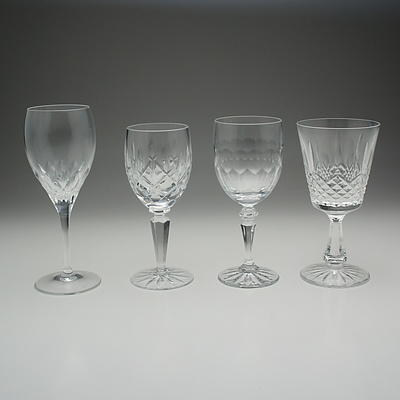 Assortment of Cut Crystal and Molded Glass Glasses and Mugs Including Galway and J.G Durand