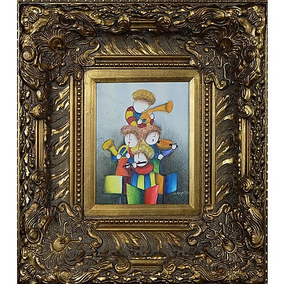 Joyce Roybal (1955-) Three Musicians Oil on Canvas