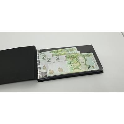 Booklet with Assorted Foreign Banknotes Including Fijian, American, Indonesian Notes and More