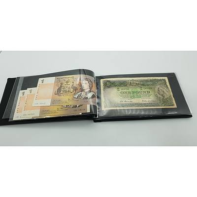 Booklet with Assorted Foreign Banknotes Including Fijian, American, Indonesian Notes and More
