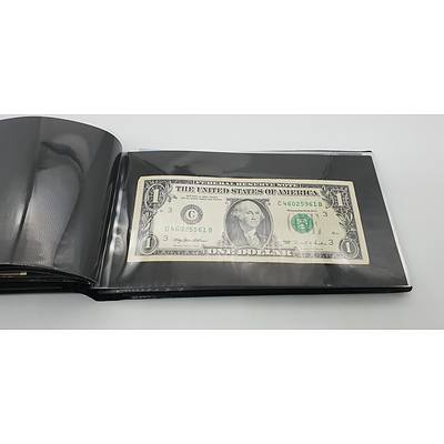 Booklet with Assorted Foreign Banknotes Including Fijian, American, Indonesian Notes and More