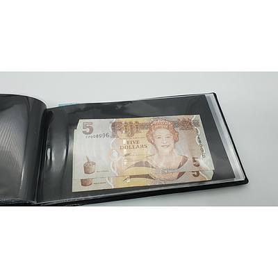 Booklet with Assorted Foreign Banknotes Including Fijian, American, Indonesian Notes and More