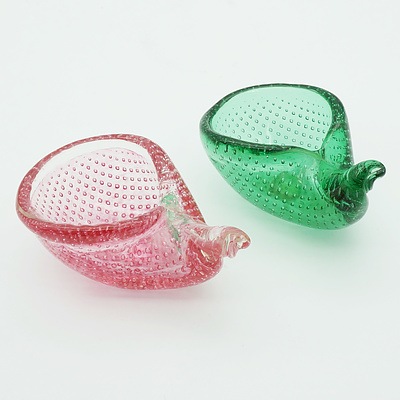 Two Twisted Murano Art Glass Bowls