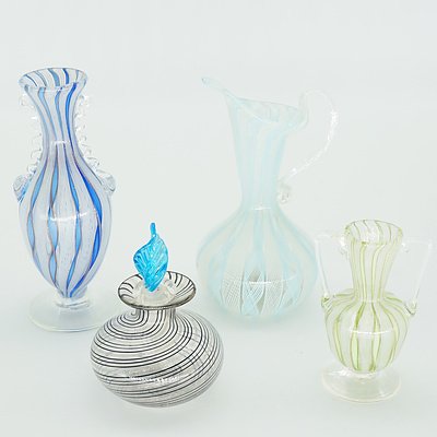 Venetian Lattachino Pitcher, Ewers and Scent Bottle