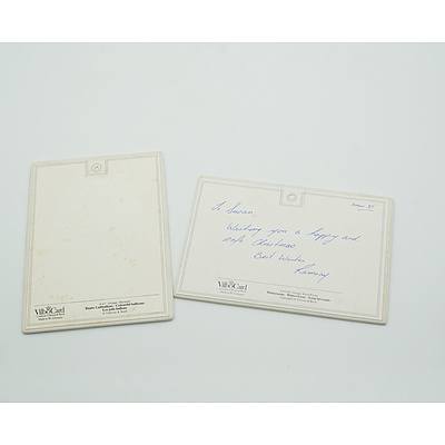 Two Villeroy and Boch Card Tiles, Including Winter Scene and Colorful Balloons