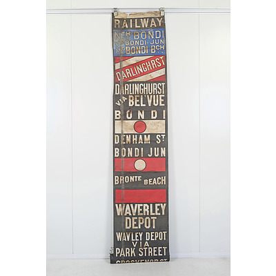 Vintage Bondi Beach Bus Timetable Scroll Banner