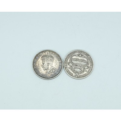Two Australian 1927 Silver Parliament House Florins