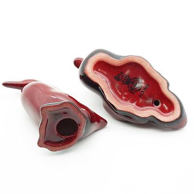 Two Small Royal Doulton Flambe Ducks