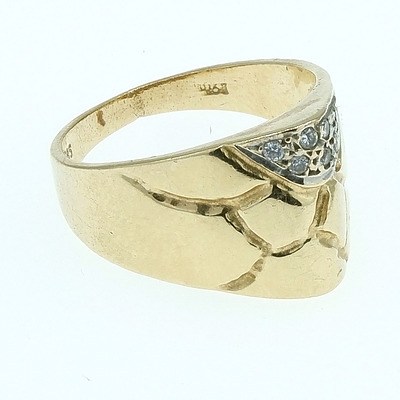 14ct Yellow Gold Dress Ring With Colourless Gems