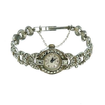 Ladies Swiss Envoy Deluxe Silver and Marquzite Wrist Watch