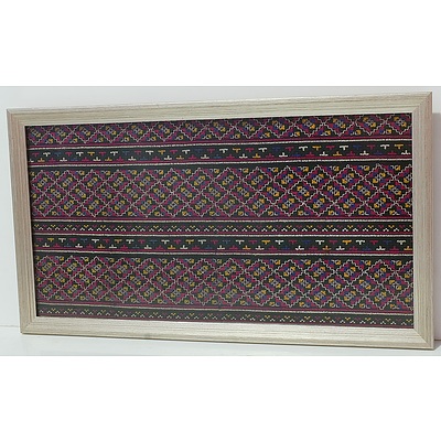 Two Signed Photographs and Two Framed Textiles