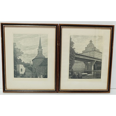 Four Waldemar Bernhard (1890-1965) Engravings Editions 53 of 200