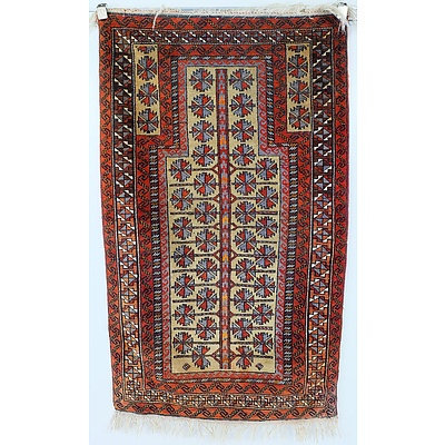 Vintage Eastern Hand Knotted Wool Pile Prayer Rug