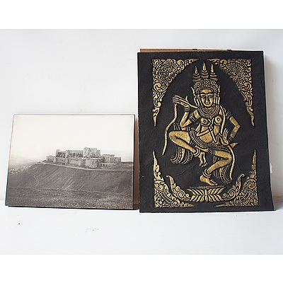 Group of Reproduction Engravings, Frame, Photographs, and a Thai Rubbing