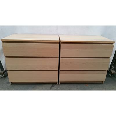 Ash Veneer Chest of Drawers - Lot of Two