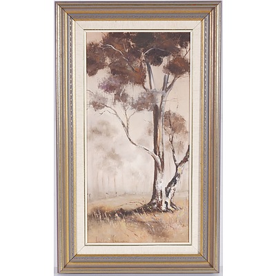 Anita Newman (1946 - ) Mist at Glenn Creek 1979 Oil on Board