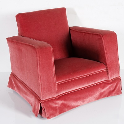 Pink Velvet Upholstered Child Arm Chain