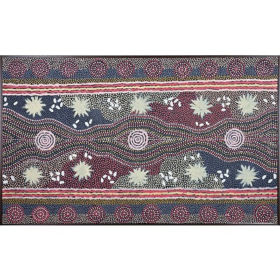 Clifford Possum Tjapaltjarri (c1932-2002) Grandfathers Story - Bush Foods South of Napperby, Synthetic Polymer Paint on Linen