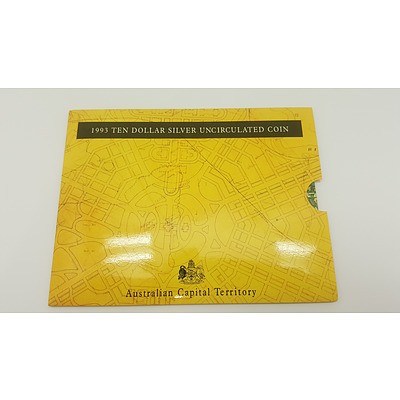 Uncirculated 1993 $10 Sterling Silver Coin - A.C.T.